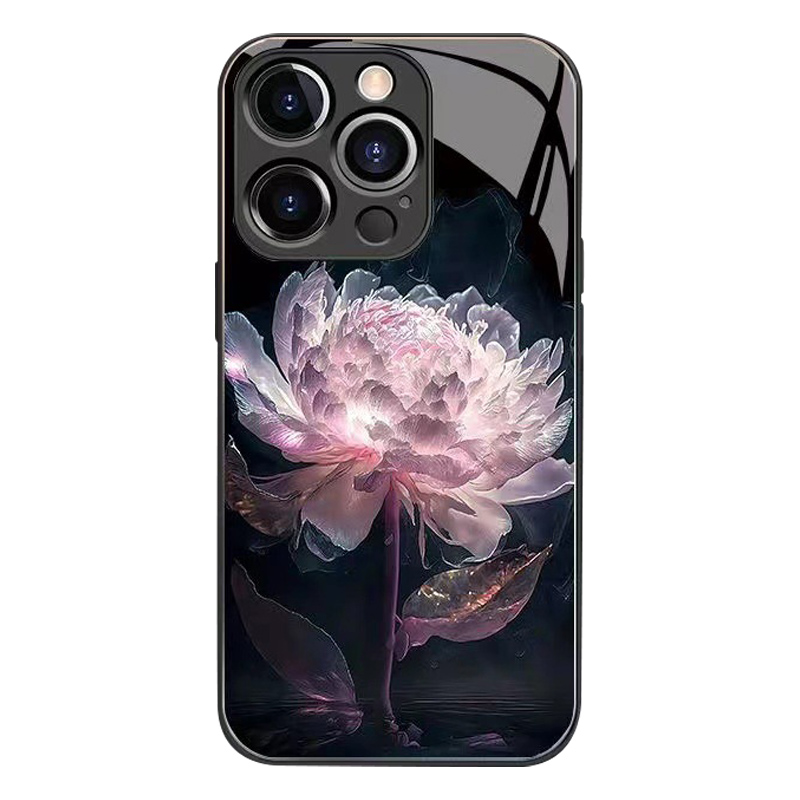 

Für Iphone 12 Pro Max Epiphyllum Muster Druckkoffer TPU + Temperierte Glas Telefonabdeckung - Rosa, iPhone 12 Pro Max