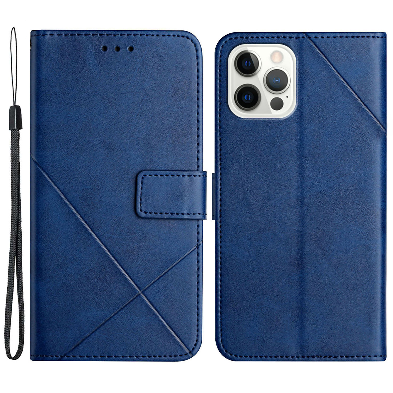 

PU Leder -telefonabdeckung Für Iphone 15 Pro, Schockdes Geldbeutelständer Eingeprägter Telefonhülle - Blau, iPhone 15 Pro