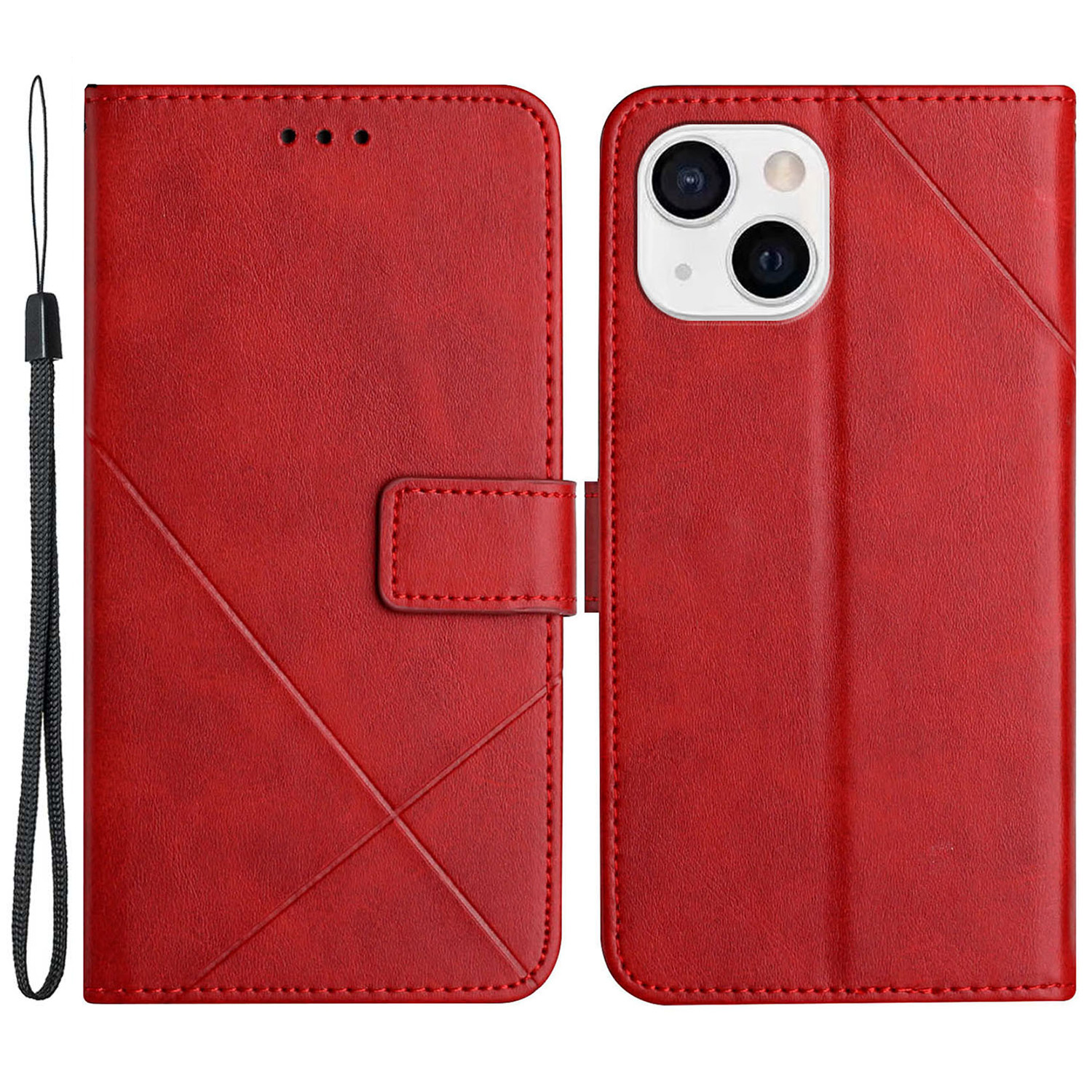 

Pu-lederabdeckung Für Iphone 15, Brieftaschenständer Gedrucktes Anti-drogen-telefonhülle - Rot, iPhone 15