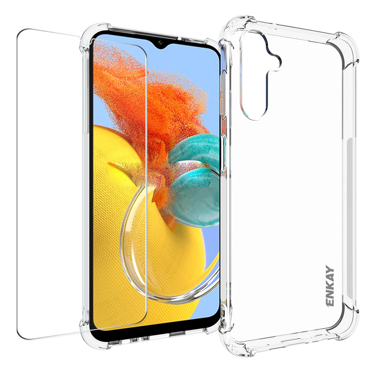 

Enkay Hut Prince Für Samsung Galaxy M14 5G Telefon TPU Case Crystal Clear Cover Mit Hoher Aluminium-silicon-glasschriftenfilm, Galaxy M14 5G
