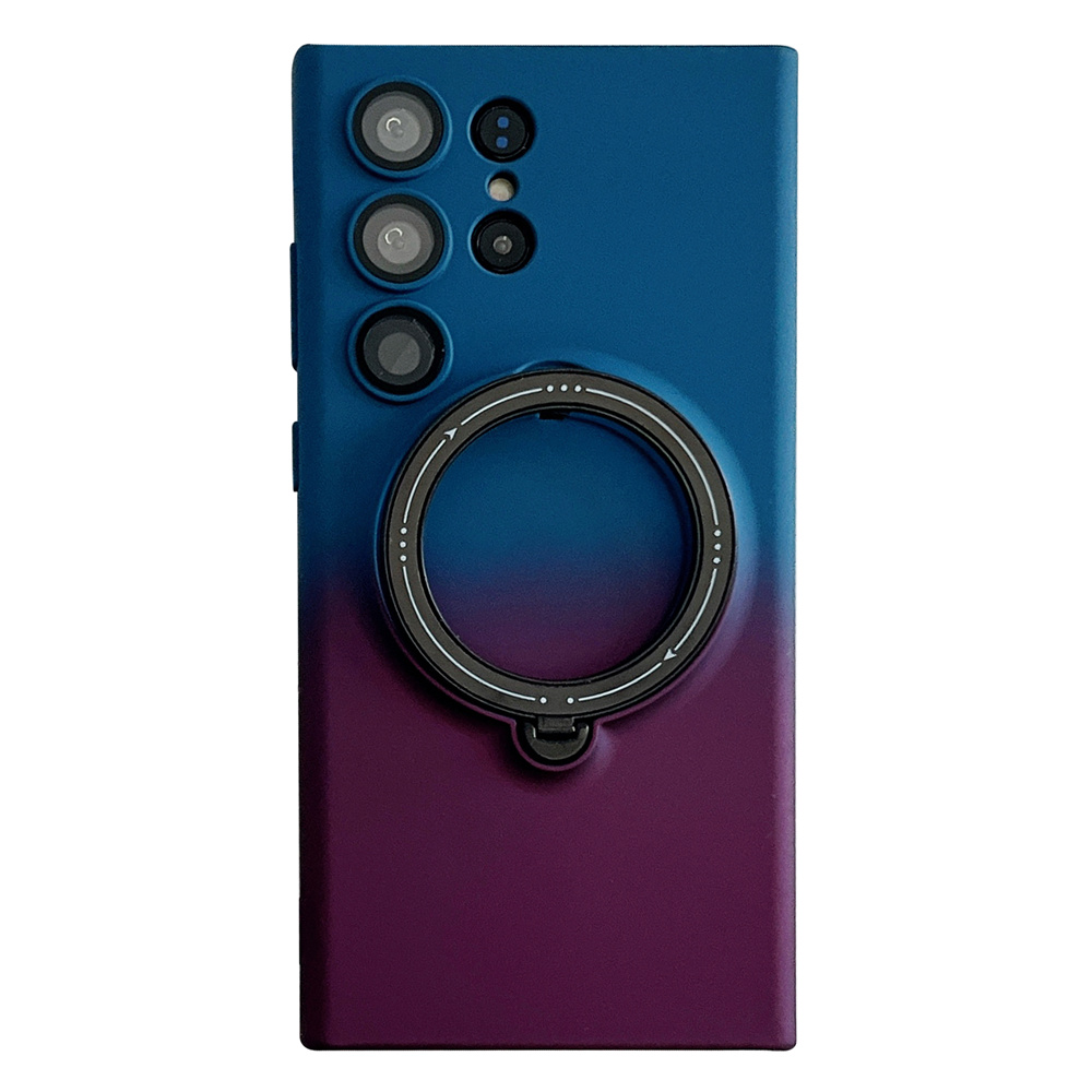 

Für Samsung Galaxy S23 Ultra -gradient TPU Phone Case Rotierende Magnetische Kickstandabdeckung Mit Linsenschutz - Blau + Lila, Galaxy S23 Ultra