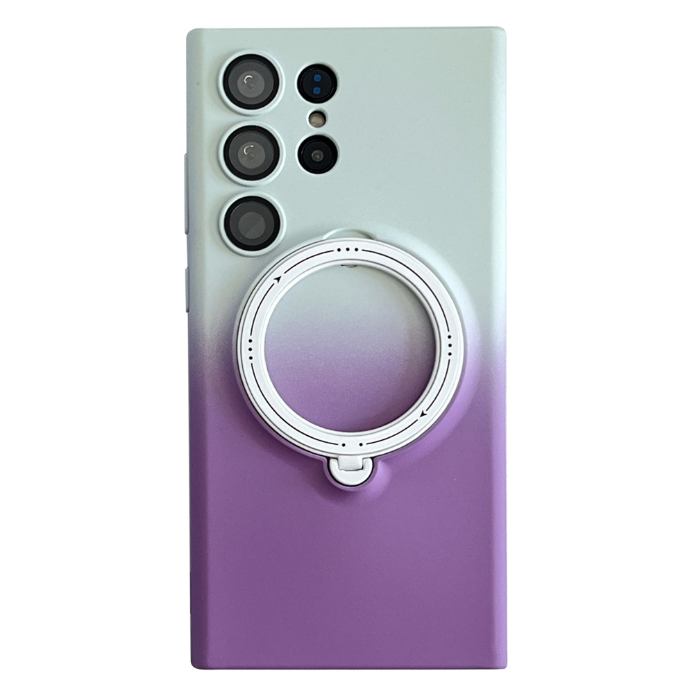 

Für Samsung Galaxy S23 Ultra -gradient TPU Phone Case Rotierende Magnetische Kickstandabdeckung Mit Linsenschutz - Grau + Lila, Galaxy S23 Ultra