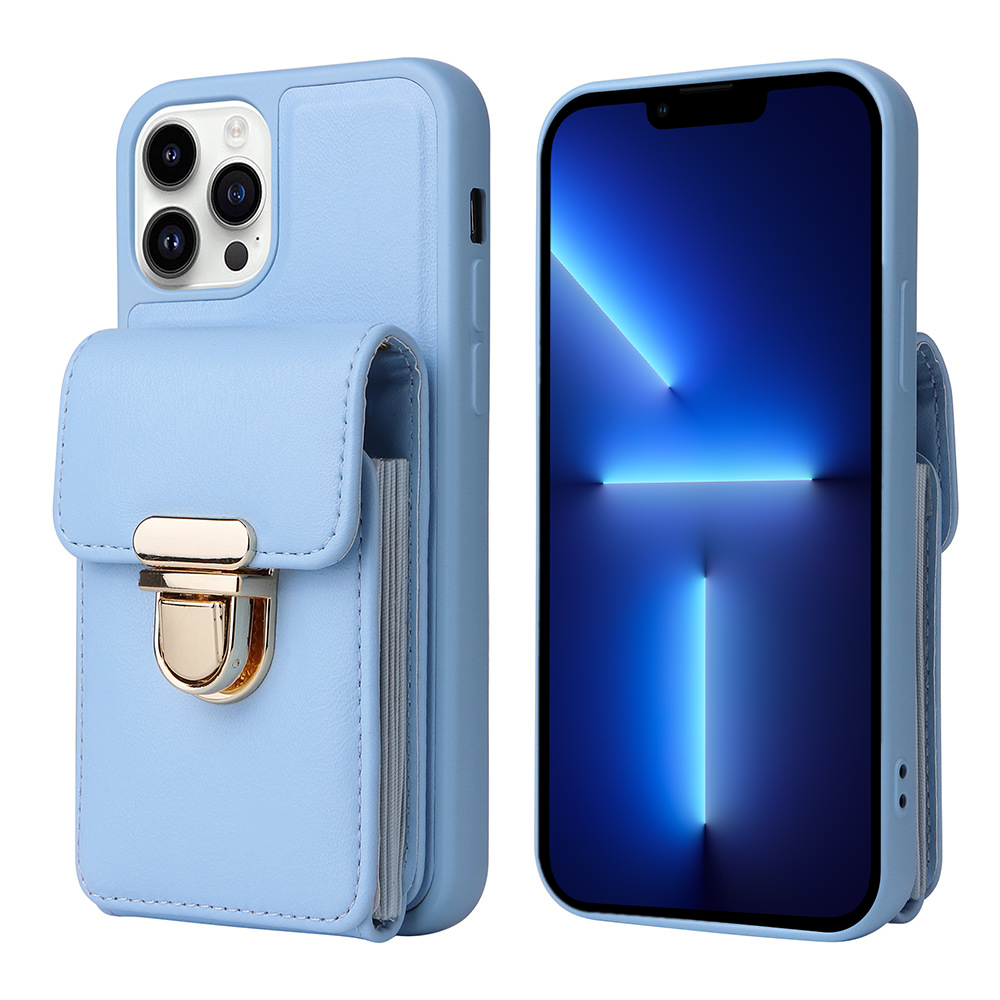 

Für Iphone 13 Pro Maxe Maximale Karten -slots Kickstand Crossbody -telefon Hülle Leder+tpu -telefonabdeckung - Baby Blau, iPhone 13 Pro Max