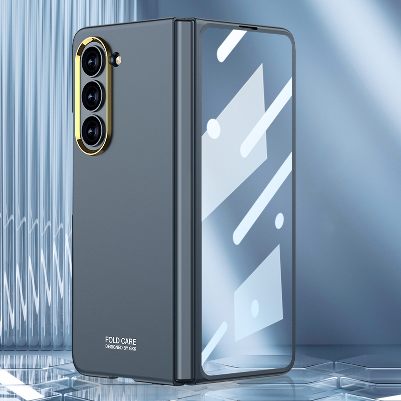 

GKK Für Samsung Galaxy Z Fold5 5G Schocksicheres Hartpc -telefonhülle Mit Temperamentvollem Glasfilm - Grün, Galaxy Z Fold5 5G