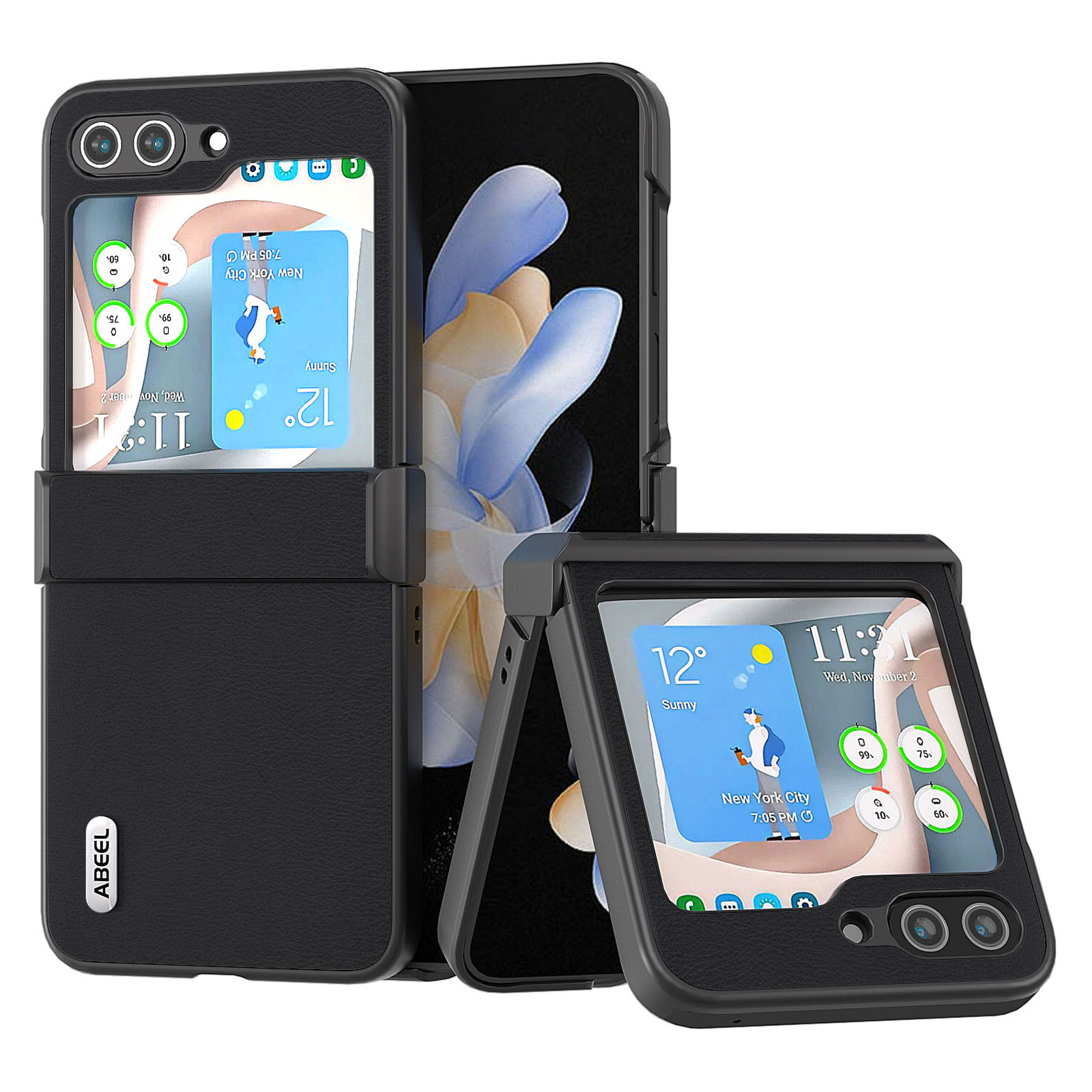 

ABEEL Stockfort Haste Für Samsung Galaxy Z Flip5 5G Anti-drop Slim Slime Pu+pc-telefonabdeckung - Schwarz, Galaxy Z Flip5 5G