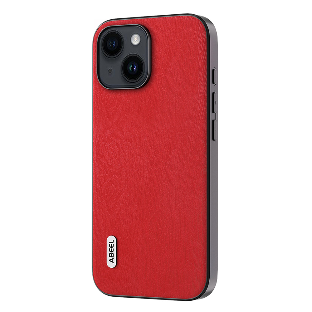 

Abeel-telefonhülle Für Iphone 15, Holztextur Anti-scratch Pu-leder-pc+tpu-abdeckung - Rot, iPhone 15