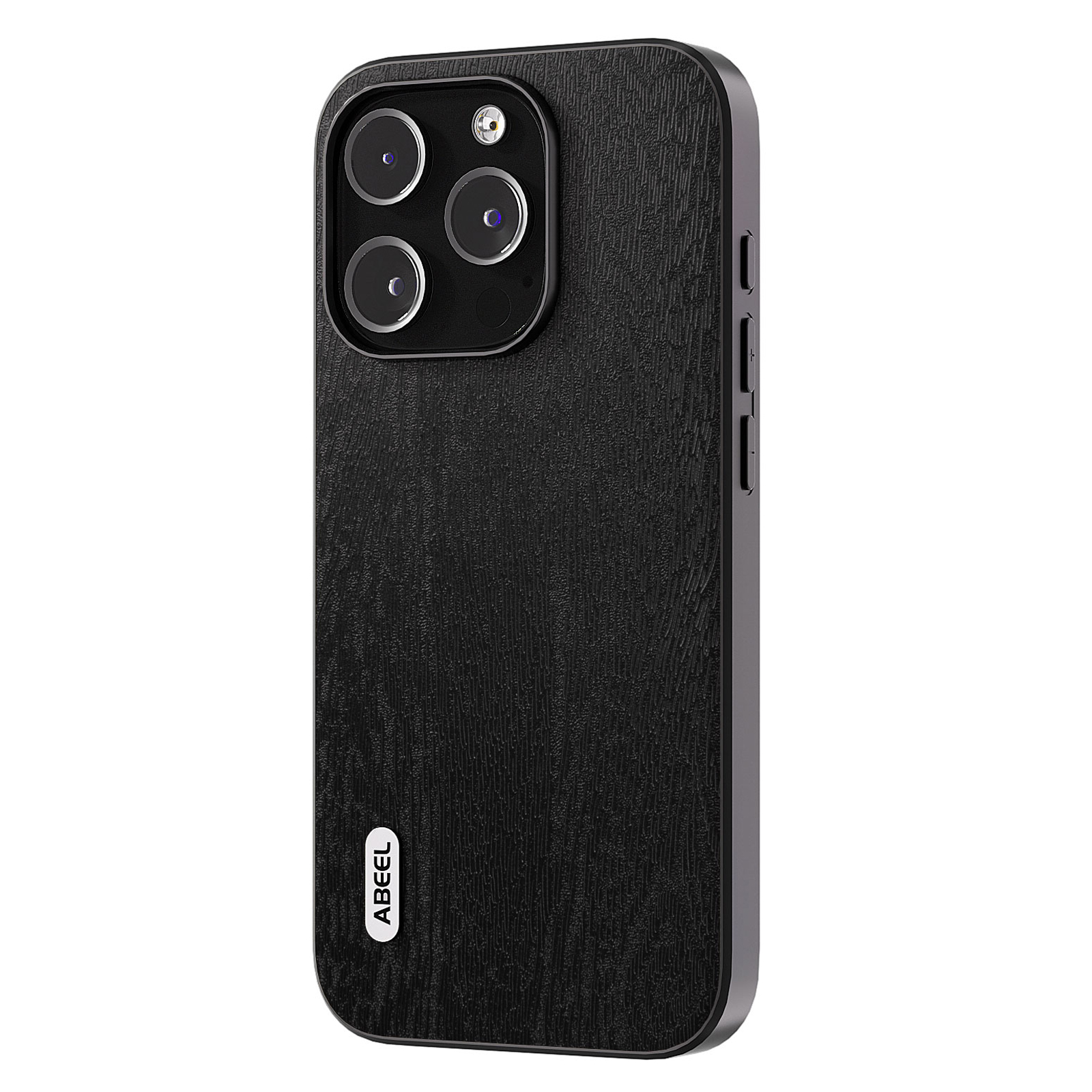 

Abeel-telefonhülle Für Iphone 15 Pro, Schockabsorbierende Holztextur Pu-leder-pc+tpu-abdeckung - Schwarz, iPhone 15 Pro