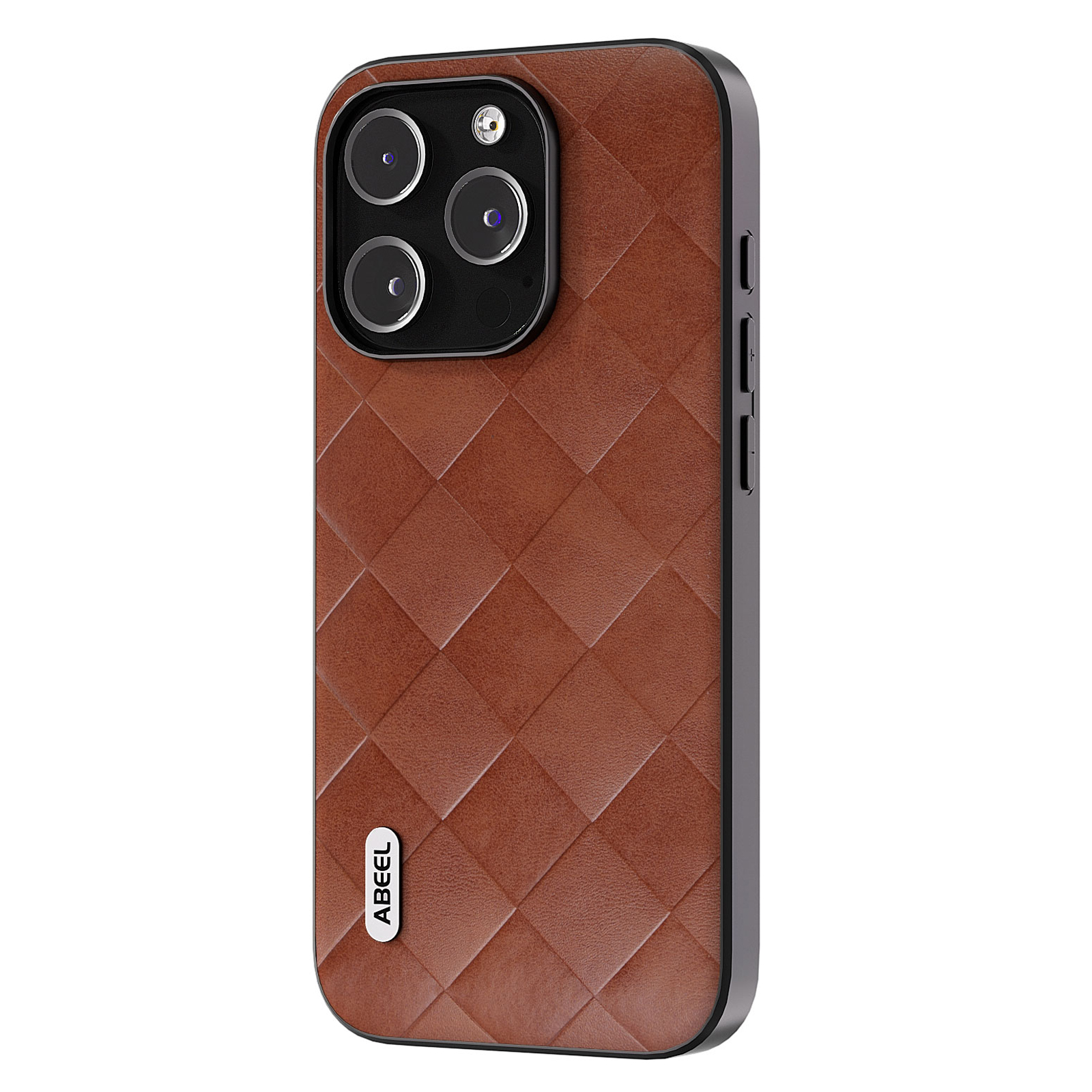 

Abeel Für Iphone 15 Pro PU Leder Beschichtete PC+TPU Phone Case Grid Textur Drop-proof-abdeckung - Braun, iPhone 15 Pro