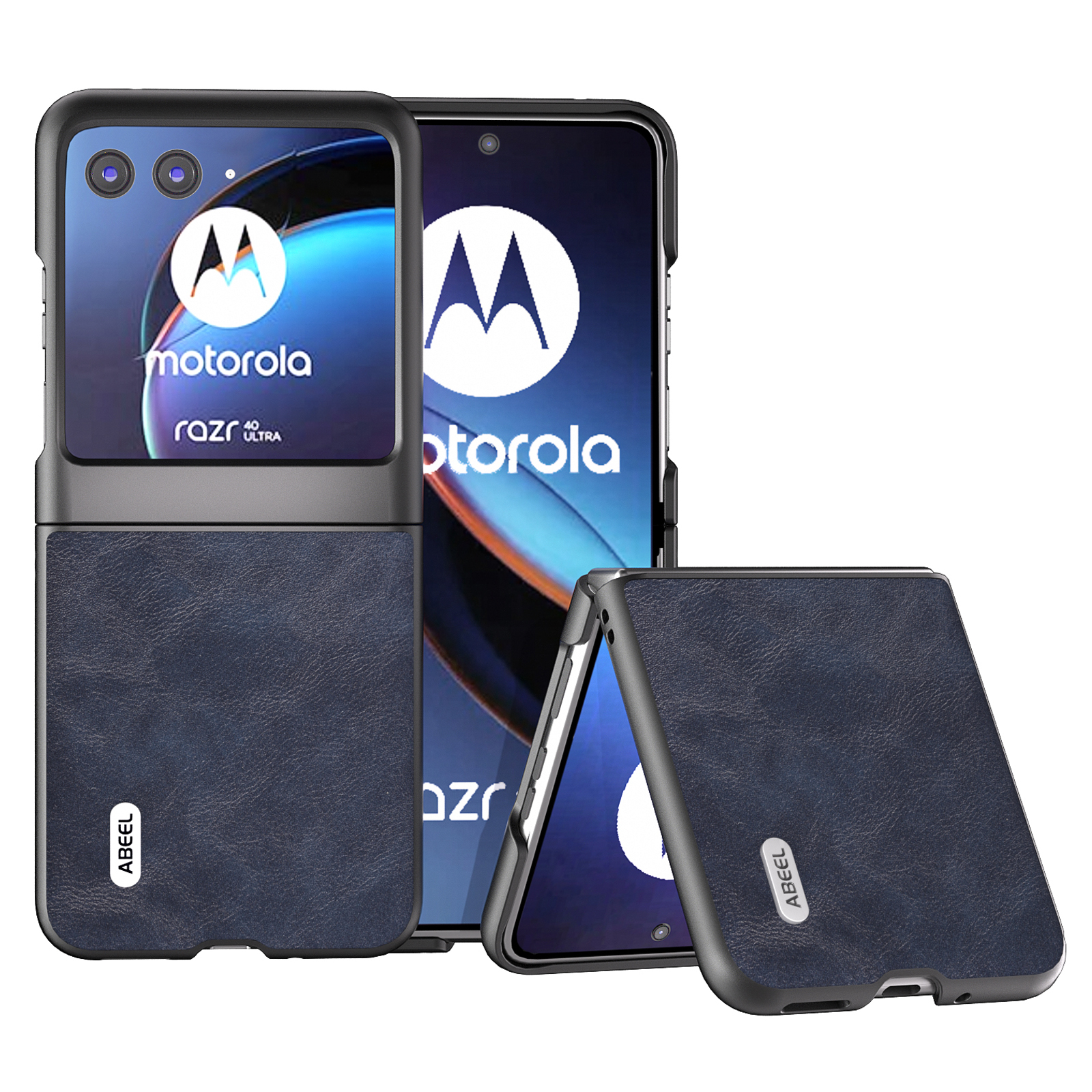 

Abeel Bump Proof Phone Hülle Für Motorola Razr 40 Ultra 5g, PU -lederbeschichtungs -pc Cowhide Texturabdeckung - Blau, Motorola Razr 40 Ultra 5G