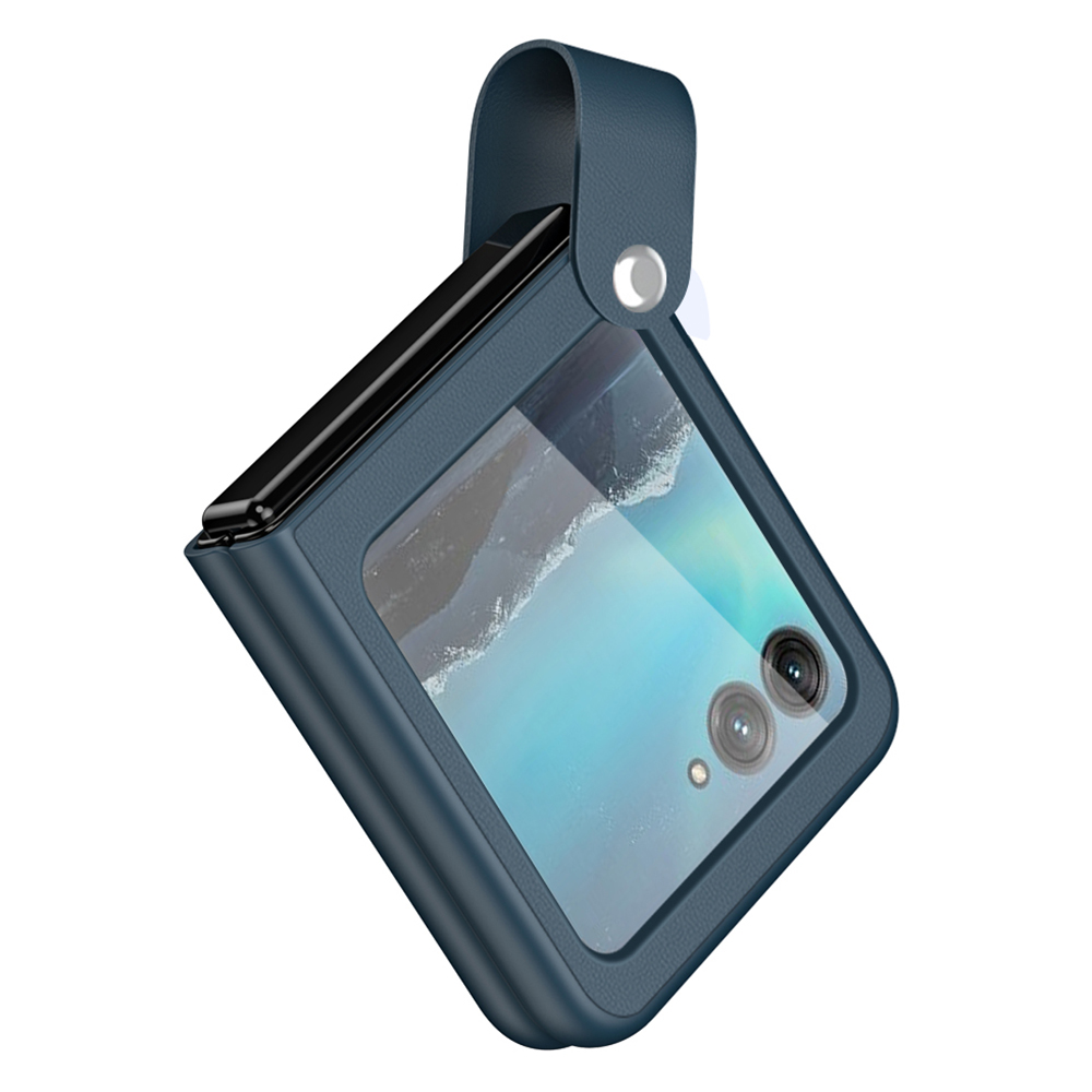 

Für Motorola Razr 40 Ulta 5G PU Leder + PC Telefonhülle Fingerriemen -kickständer Cover - Dunkelgrün, Motorola Razr 40 Ultra 5G