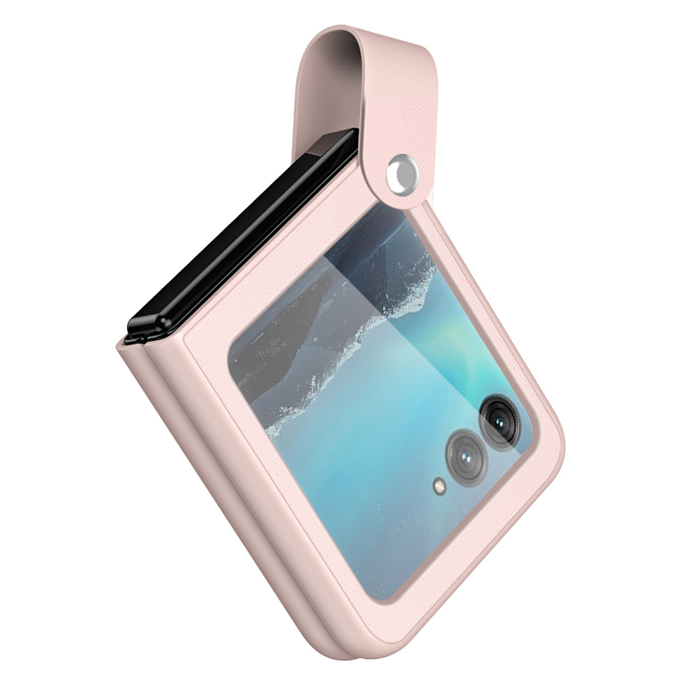 

Für Motorola Razr 40 Ulta 5G PU Leder + PC Telefonhülle Fingerriemen -kickständer Cover - Rosa, Motorola Razr 40 Ultra 5G