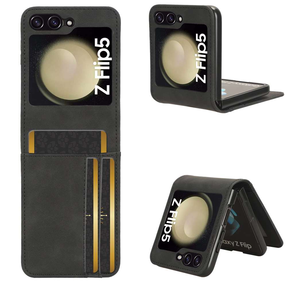 

Für Samsung Galaxy Z Flip5 5G Skin-Touch Phone Hülle Trennbare Design PU Leder-pc-abdeckung Mit Kartenhalter - Schwarz, Galaxy Z Flip5 5G