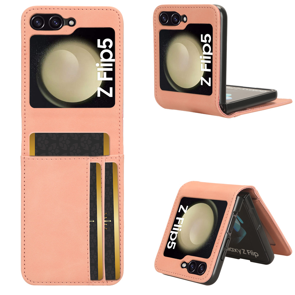 

Für Samsung Galaxy Z Flip5 5G Skin-Touch Phone Hülle Trennbare Design PU Leder-pc-abdeckung Mit Kartenhalter - Rosa, Galaxy Z Flip5 5G