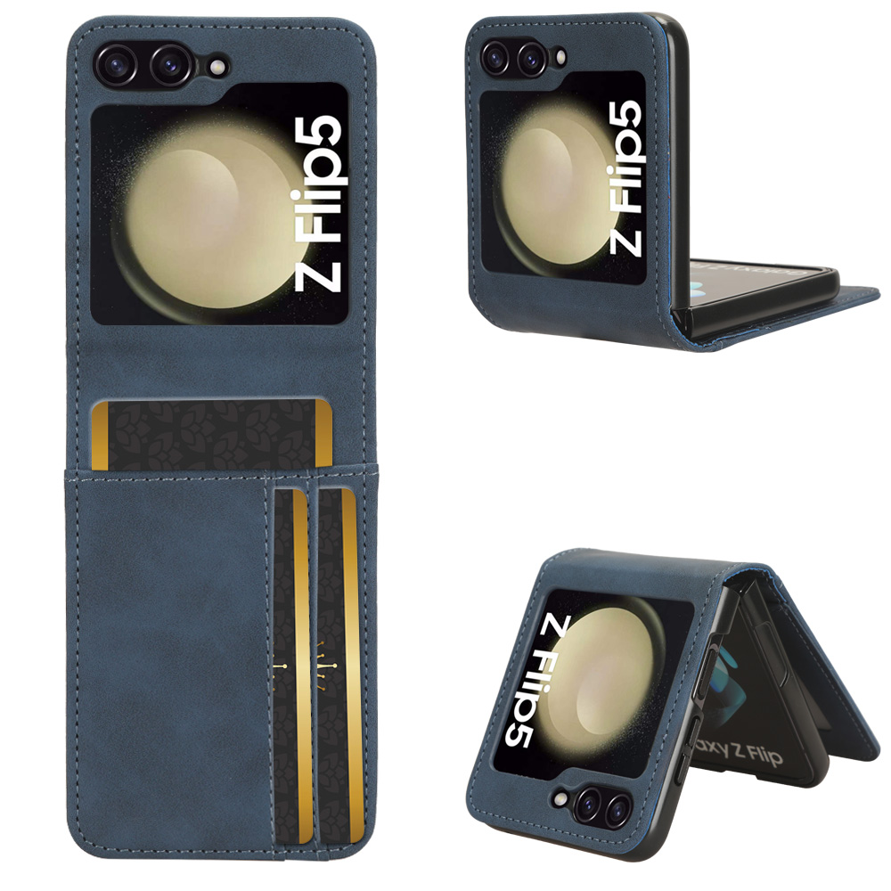 

Für Samsung Galaxy Z Flip5 5G Skin-Touch Phone Hülle Trennbare Design PU Leder-pc-abdeckung Mit Kartenhalter - Blau, Galaxy Z Flip5 5G