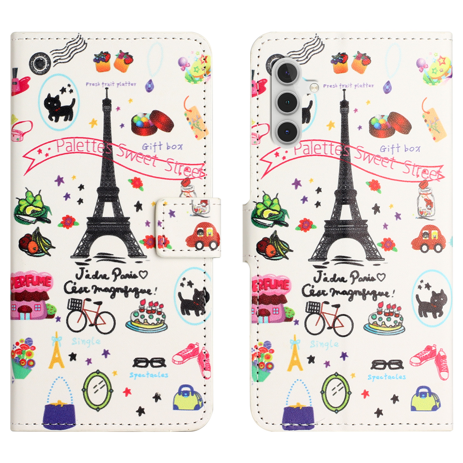 

Für Samsung Galaxy A25 5G Leder Brieftaschen -hülle Musterdruckständer Telefonabdeckung - Eisenturm, Galaxy A25 5G