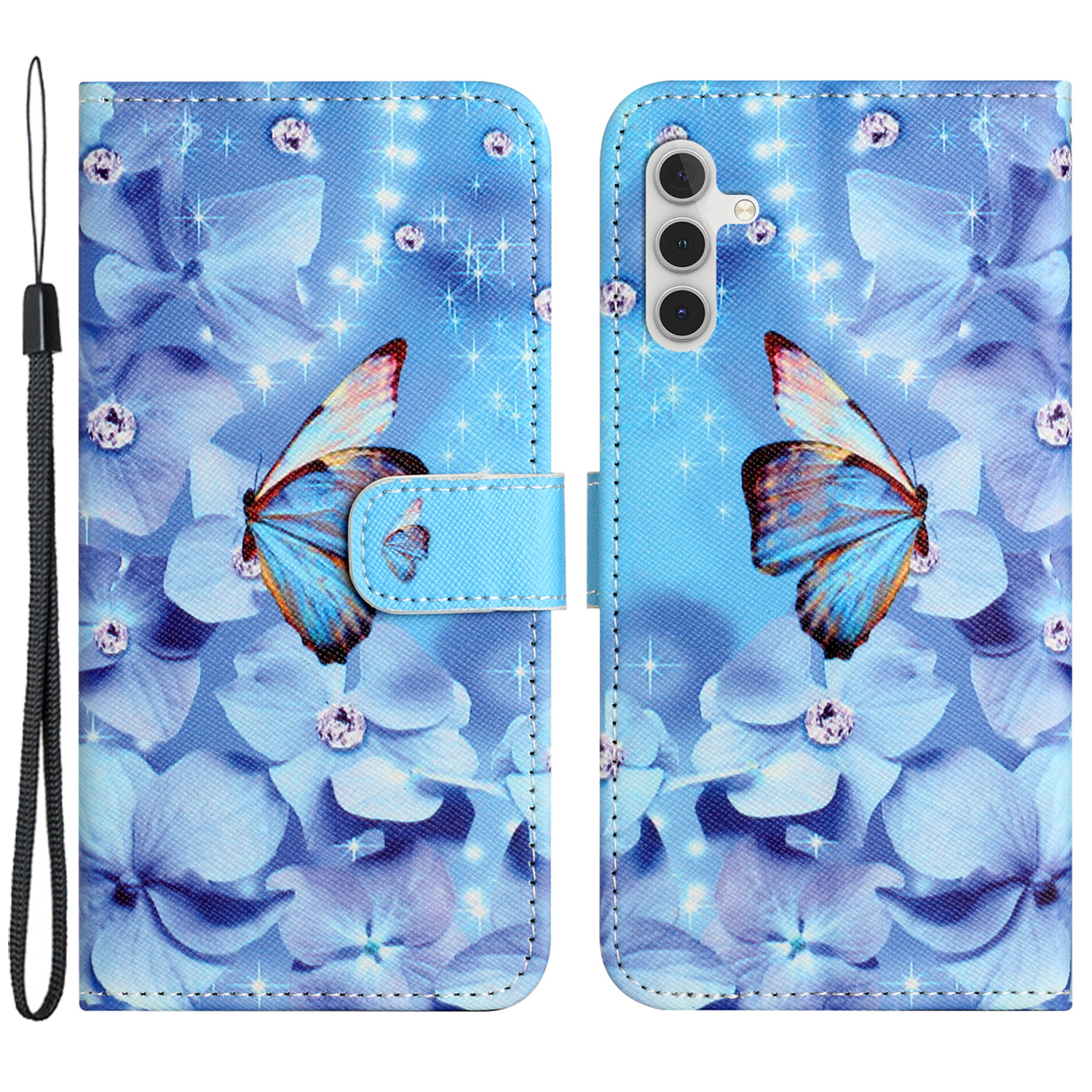 

Für Samsung Galaxy A25 5G 3D -muster Druckphase PU Leder Brieftasche Cover - Blume Und Schmetterling, Galaxy A25 5G