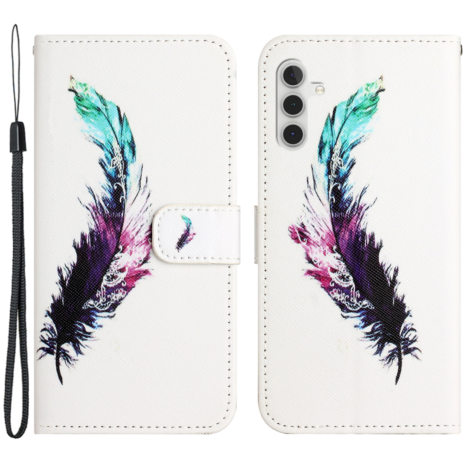 

Für Samsung Galaxy A25 5G 3D -muster Druckphase PU Leder Brieftasche Cover - Feder, Galaxy A25 5G