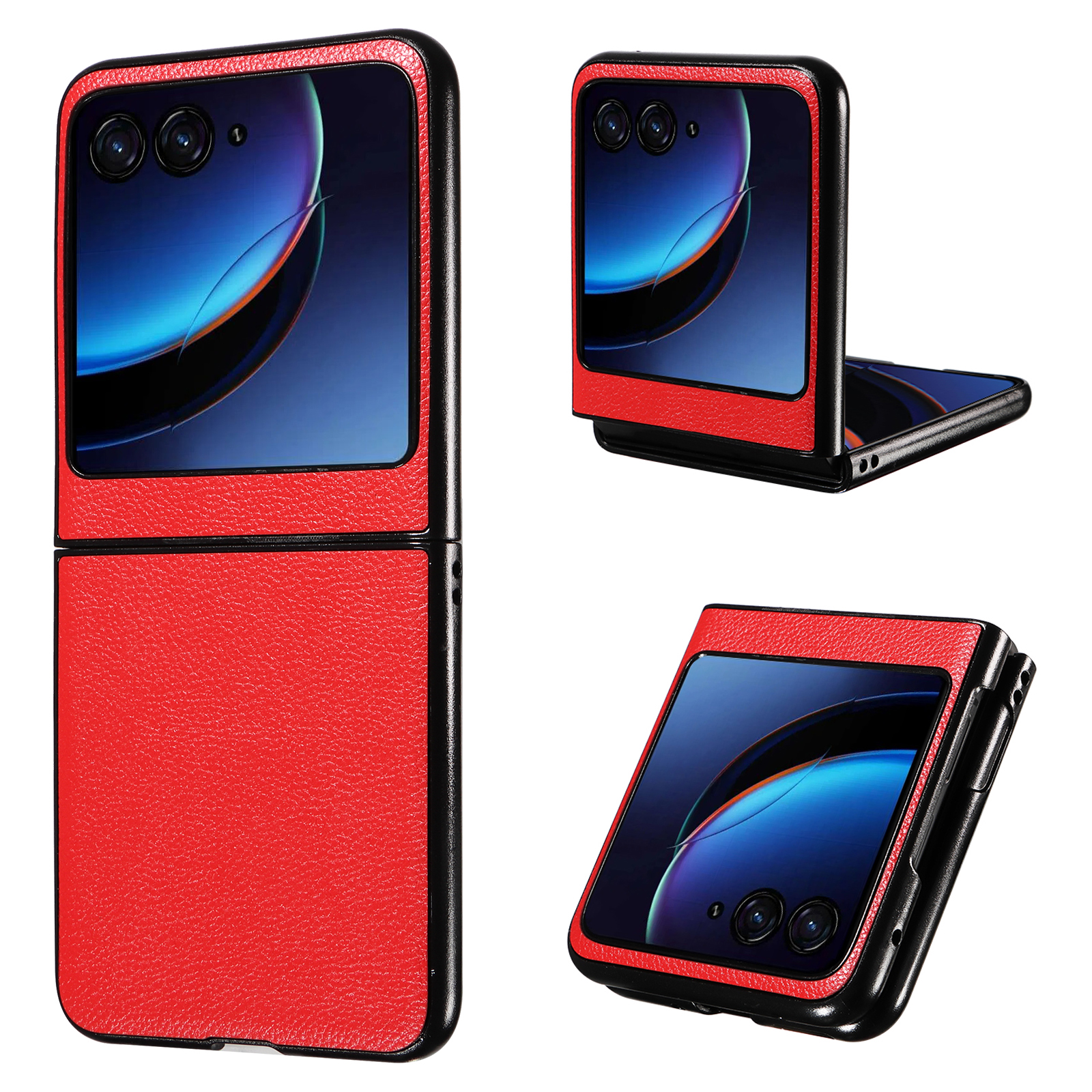 

Für Motorola Razr 40 Ultra 5G Litchi Texture Phone Hülle Schockdichte Slim PU+PC -abdeckung - Rot, Motorola Razr 40 Ultra 5G