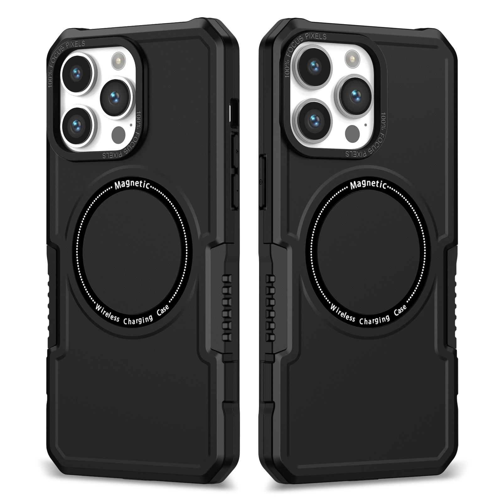 

Magnethülle Für Iphone 15 Pro Kompatibel Mit Magsafe PC+TPU Hybrid -telefonabdeckung - Schwarz, iPhone 15 Pro