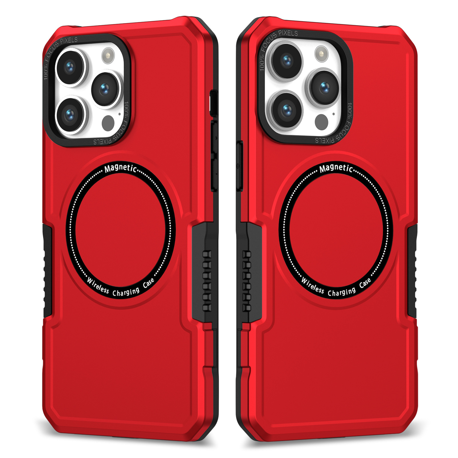

Magnethülle Für Iphone 15 Pro Kompatibel Mit Magsafe PC+TPU Hybrid -telefonabdeckung - Rot, iPhone 15 Pro