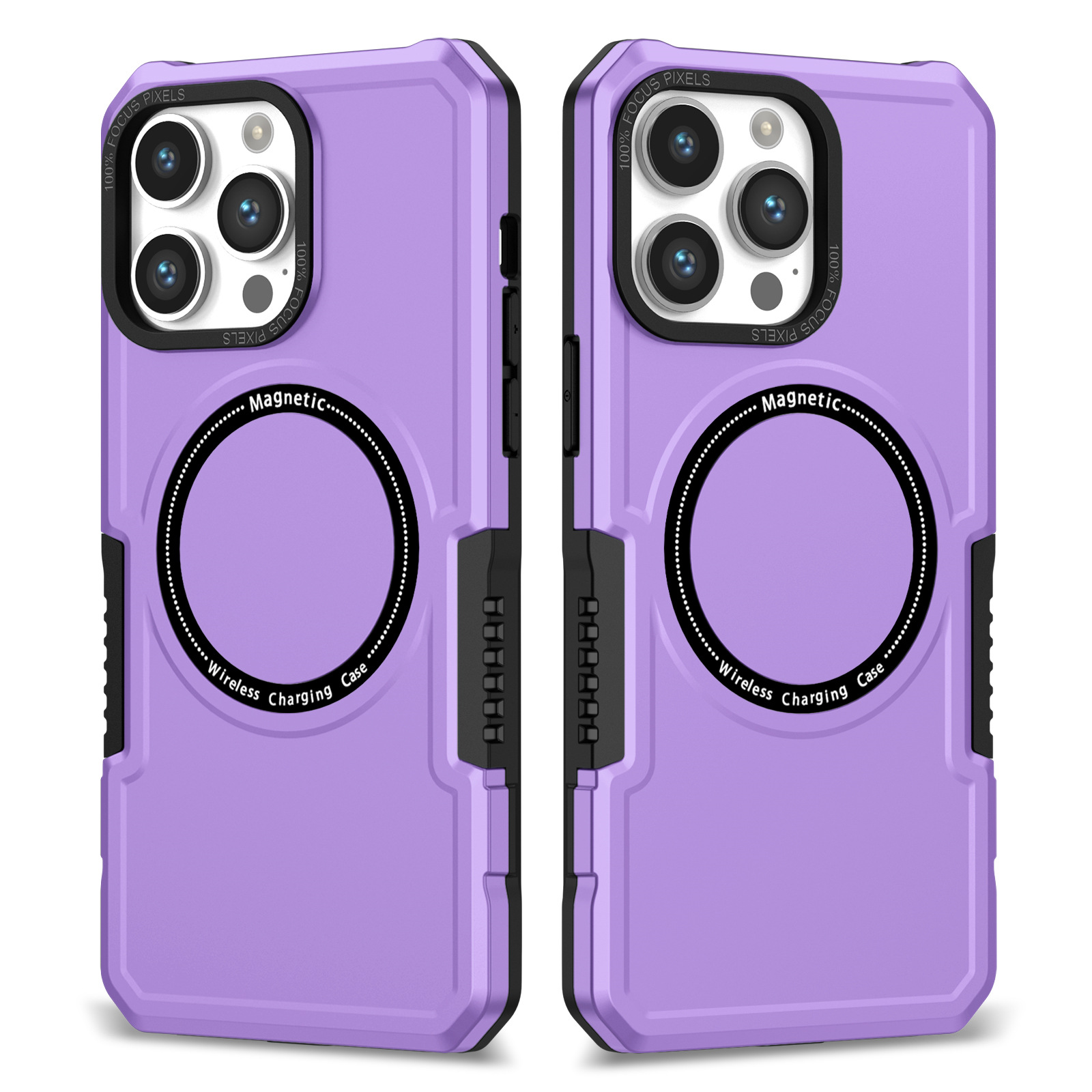 

Magnethülle Für Iphone 15 Pro Kompatibel Mit Magsafe PC+TPU Hybrid -telefonabdeckung - Lila, iPhone 15 Pro