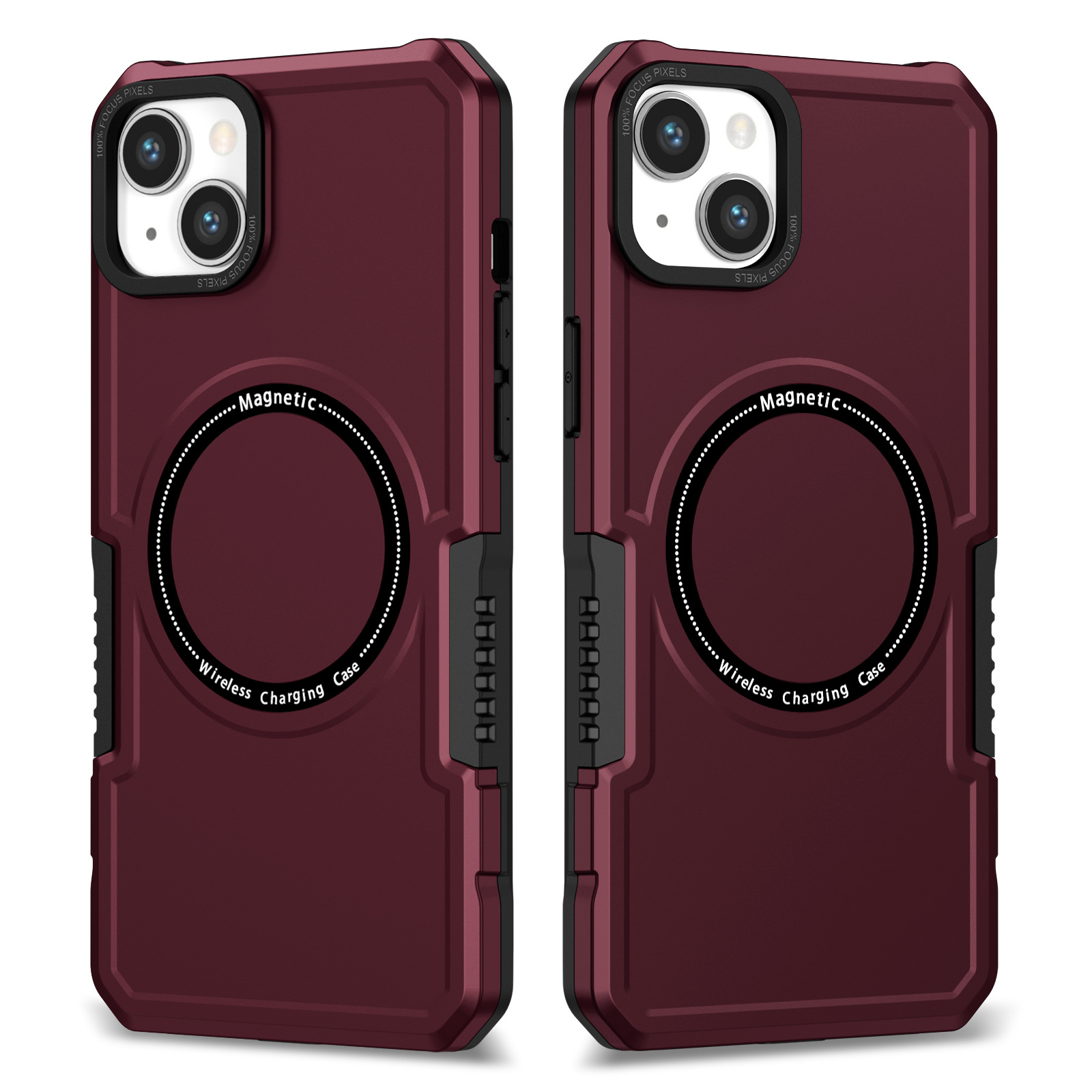 

Für Iphone 15 Magnetic Phone Case Kompatibel Mit Magsafe PC+TPU Anti-fall-schutzschutzabdeckung - Weinrot, iPhone 15