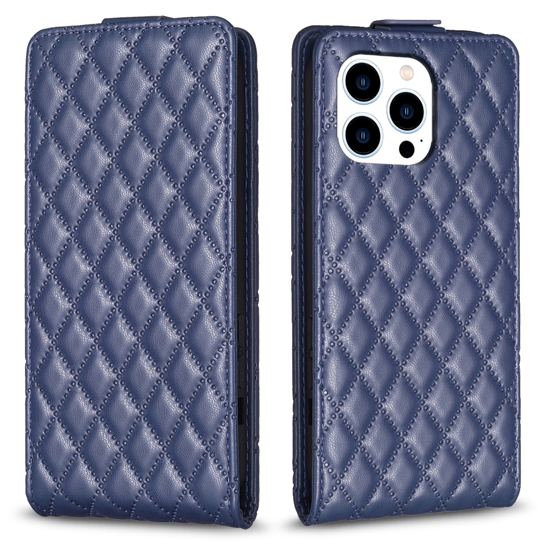 

BF30 Für Iphone 13 Pro 6,1 Zoll Vertikaler Flip Phone Stand Hülle Geprägte PU -lederabdeckung Mit Kartensteckplätzen - Blau, iPhone 13 Pro
