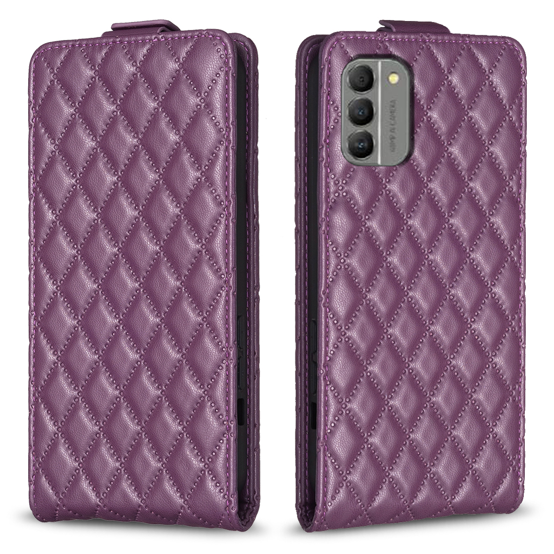 

BF30 Anti-kollisionskoffer Für Nokia G310 Vertikale Flip-stand-karten-slots Eingeprägter Leder-telefonabdeckung - Dunkelviolett, Nokia G310