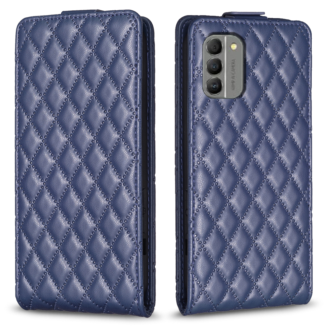 

BF30 Anti-kollisionskoffer Für Nokia G310 Vertikale Flip-stand-karten-slots Eingeprägter Leder-telefonabdeckung - Blau, Nokia G310