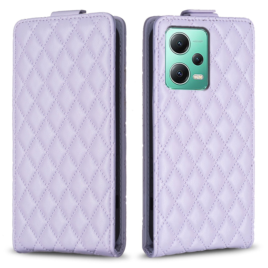 

BF30 Für Xiaomi Redmi Anmerkung 12 5G (China) /(global) /(indien) / Poco X5 5G Vertikaler Flip -leder -hülle Schockdosenkartenhalter Telefonabdeckung - Lila, Xiaomi Poco X5 5G