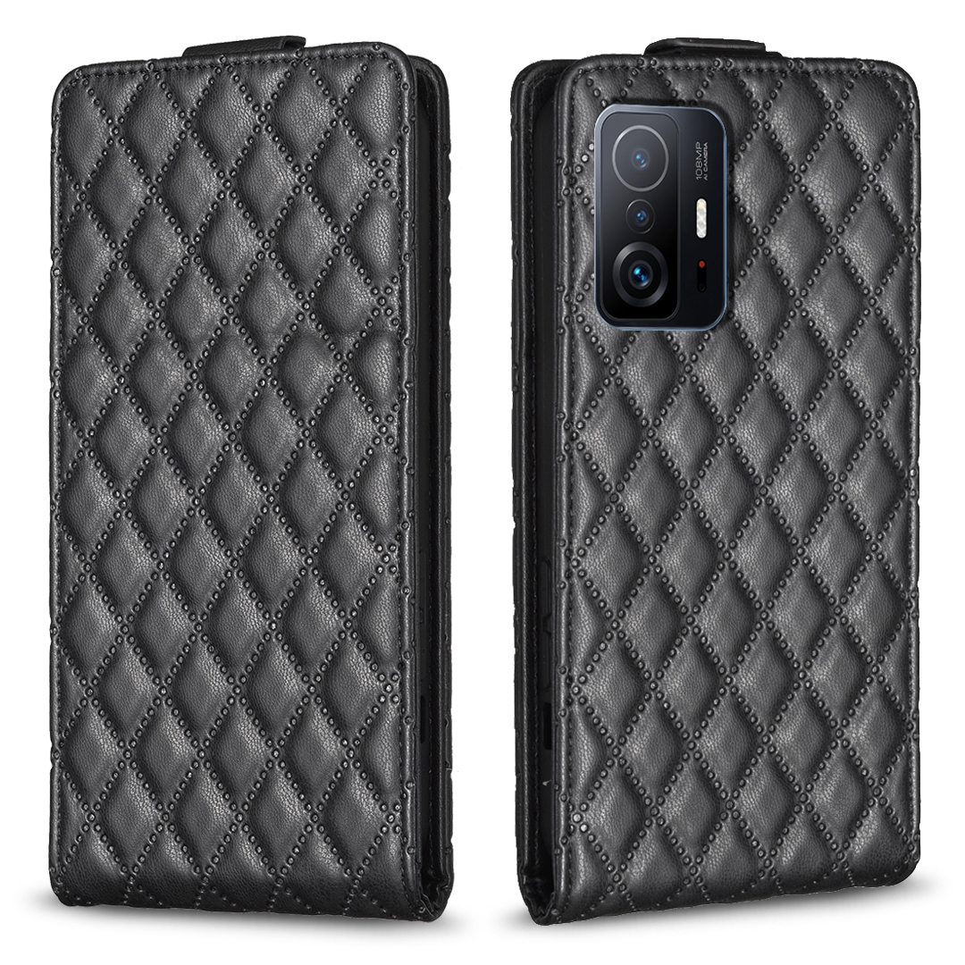

BF30 Für Xiaomi 11t Pro 5G / 11t 5G Leder Drop-proof Phone Hülle Gedruckter Kartenhalter Vertikaler Flip-ständer Cover - Schwarz, Xiaomi 11T Pro 5G