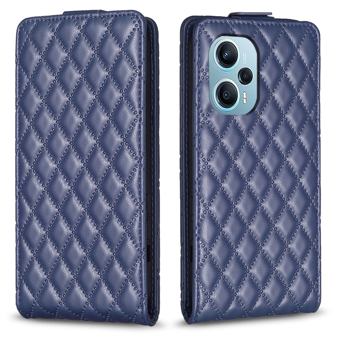 

BF30 Für Xiaomi Poco F5 5G / Redmi Note 12 Turbo Vertikaler Flip-kartenhalter-telefonhülle Eingeprägte Anti-fall-lederabdeckung - Blau, Xiaomi Poco F5 5G