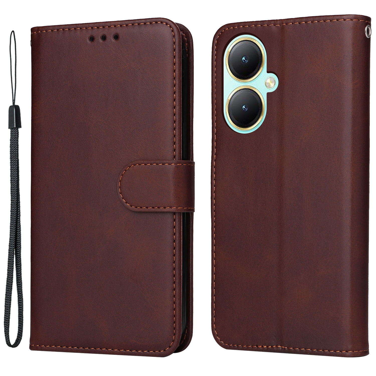 

Für Vivo Y35m+ 5g / Y35+ 5G PU Leder Brieftasche Hülle Wade Texturständer Telefonabdeckung - Braun, vivo Y35m+ 5G