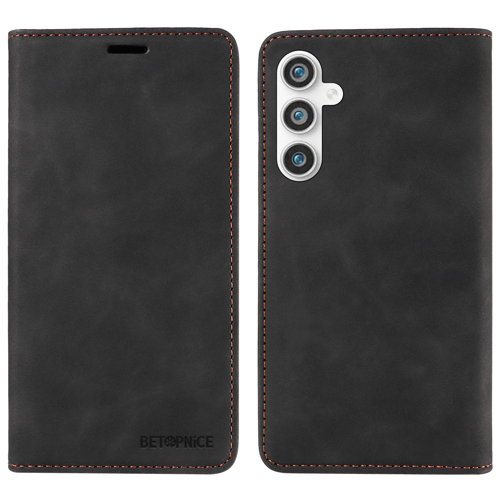 

Betopnice 003 Stand Phone Hülle Für Samsung Galaxy S23 fe PU Leder Flip Cover RFID -blocking -brieftasche - Schwarz, Galaxy S23 FE
