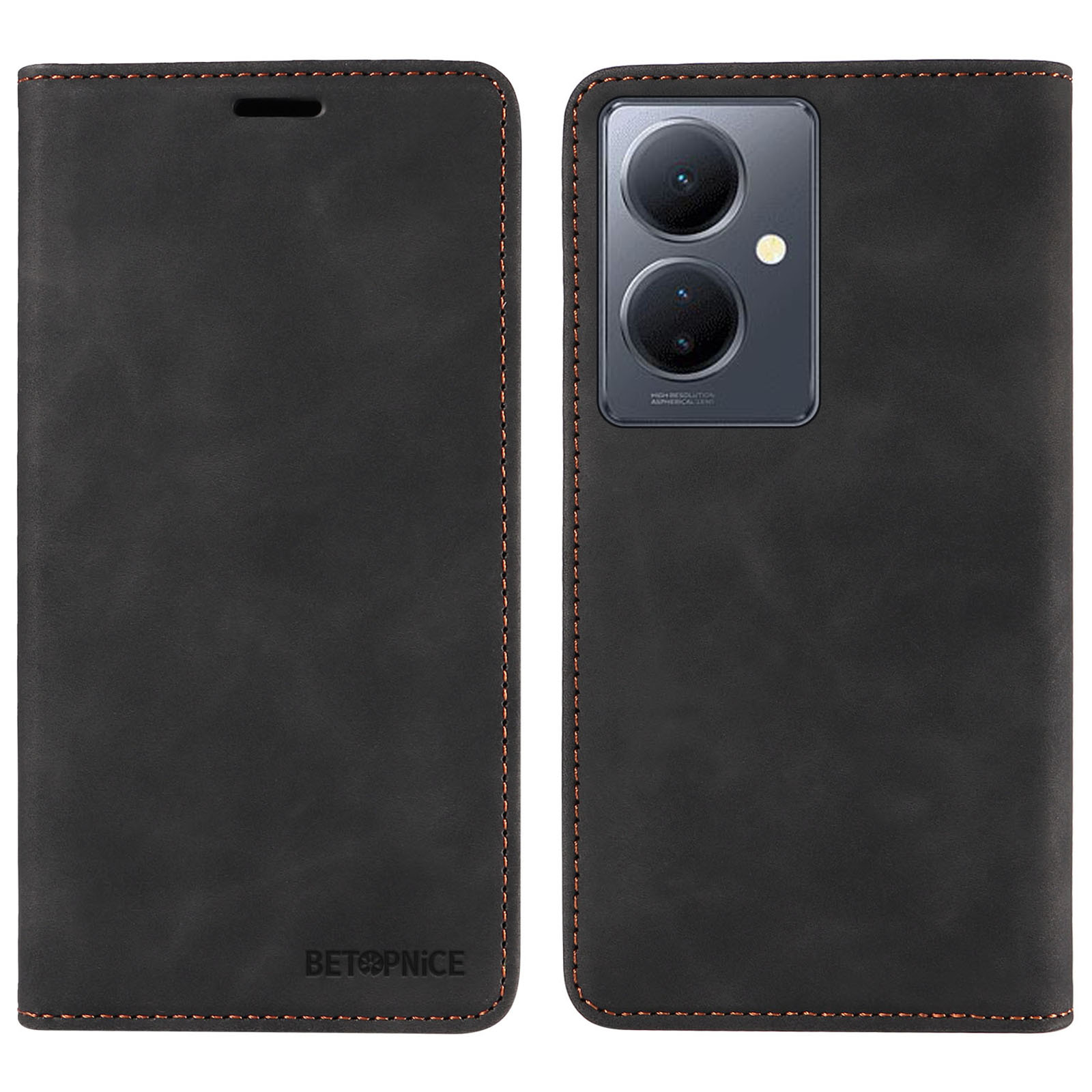 

Betopnice 003 Für Vivo Y78 (China) 5G / Y36 4g / 5G Flip Cover Wallet PU Leder Stand Phone Hülle Shell (RFID -blockierungsfunktion) - Schwarz, vivo Y78 (China) 5G