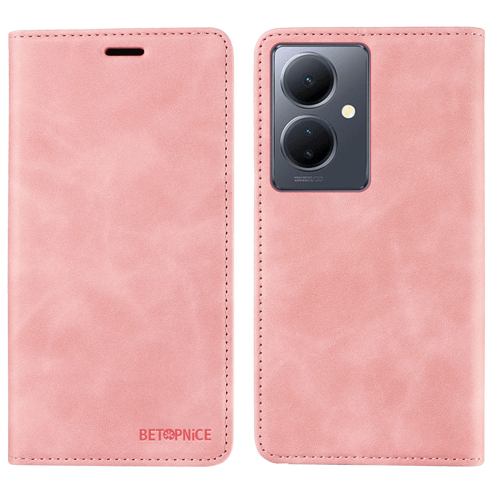 

Betopnice 003 Für Vivo Y78 (China) 5G / Y36 4g / 5G Flip Cover Wallet PU Leder Stand Phone Hülle Shell (RFID -blockierungsfunktion) - Rosa, vivo Y78 (China) 5G