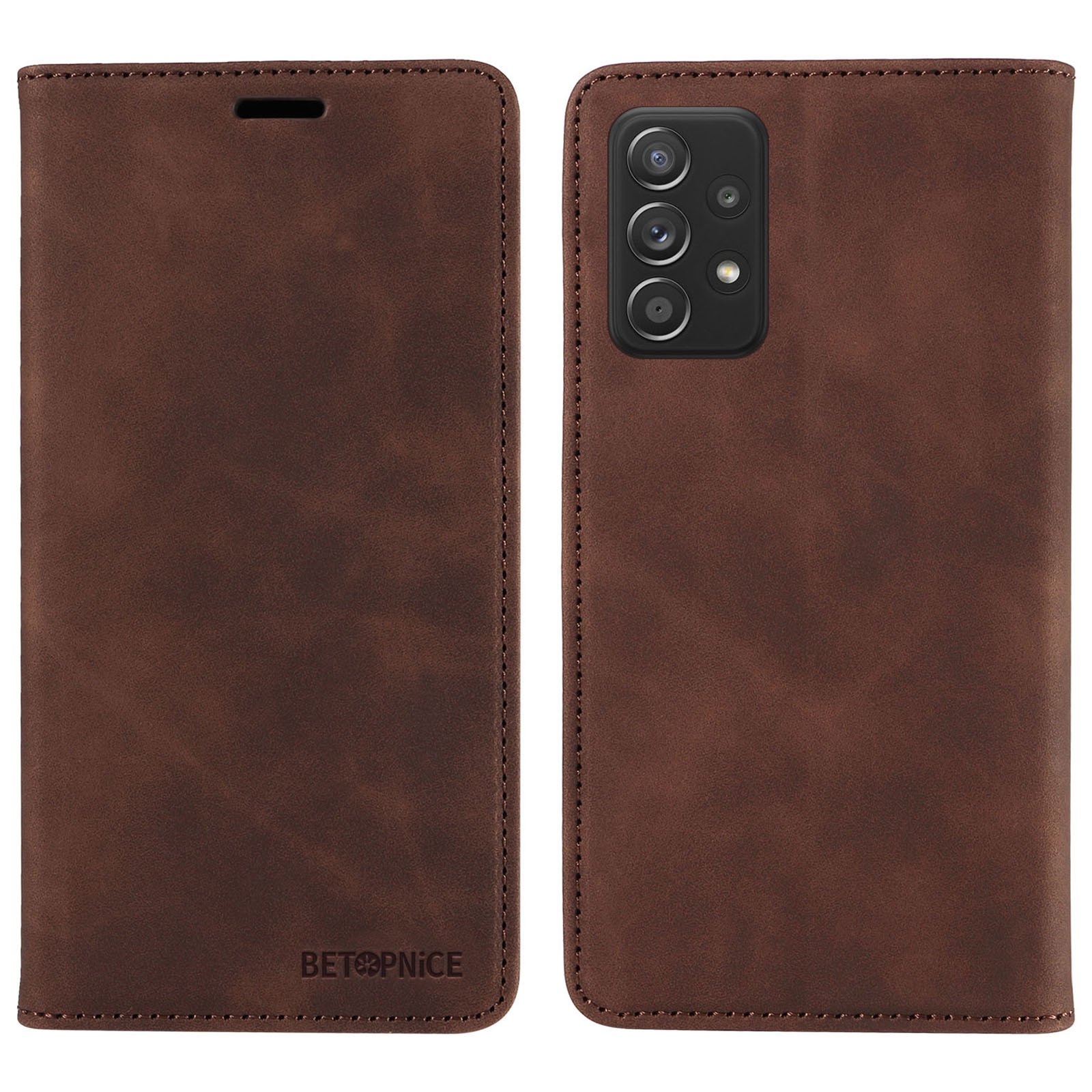 

Betopnice 003 Für Samsung Galaxy A52 4G / A52s 5g / A52 5G RFID Blockierende Flip Cover Wallet PU Lederständer Phone Hülle Hülle - Braun, Galaxy A52 4G