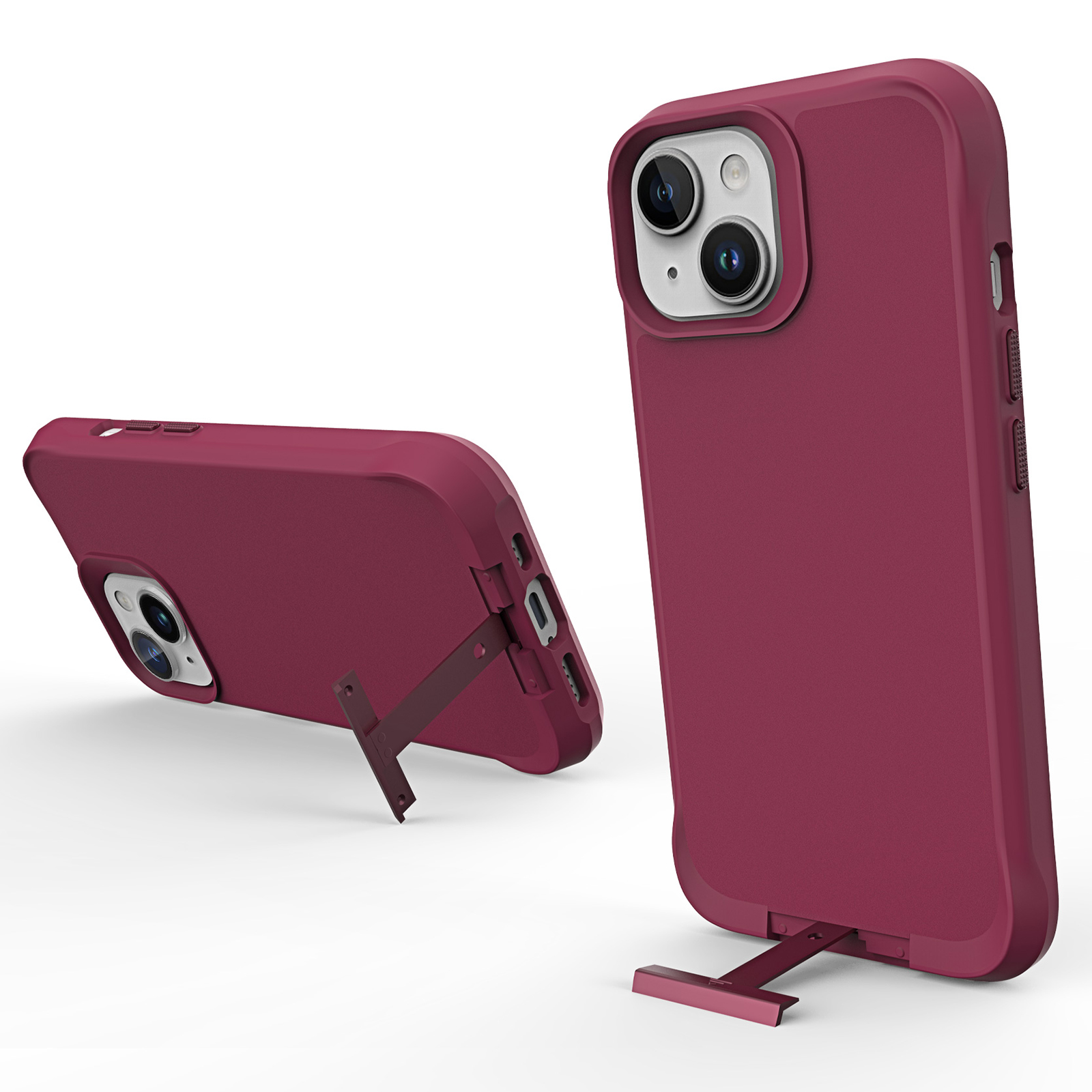 

Taurustar-serie Für Iphone 15 Plus Mikrofaserfutter PC+TPU Back Protector Phone Hülle Mit Pull-out-ständer - Rot, iPhone 14 Plus