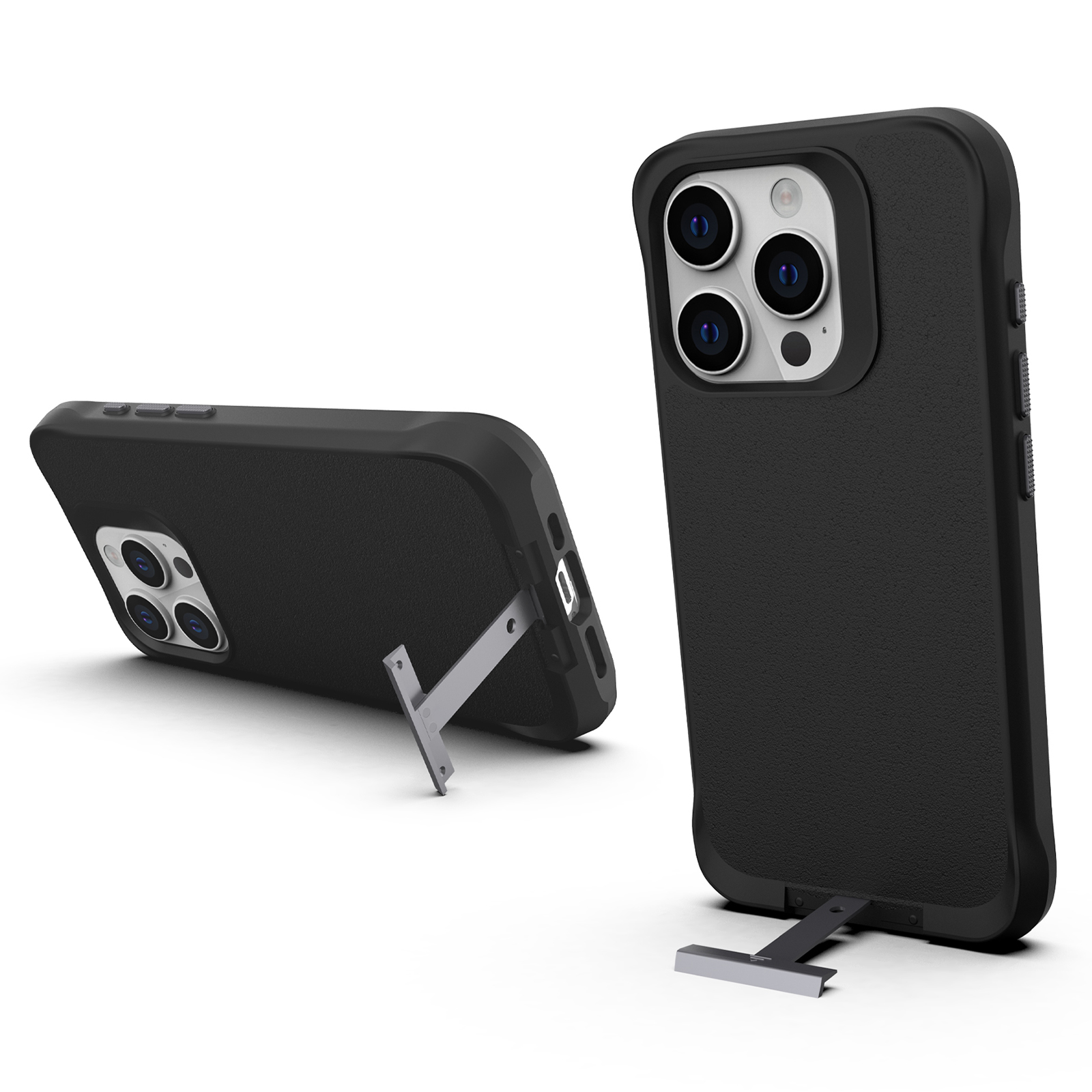 

Taurustar-serie Für Iphone 15 Pro Max Microfaser-rückenschalen-pc+tpu-telefonhülle Mit Pull-out-ständer - Schwarz, iPhone 15 Pro Max