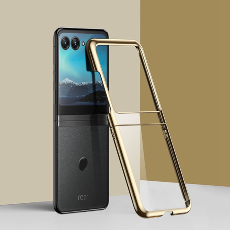 

Für Motorola Razr 40 Ultra 5G Clear PC Phone Hülle Elektroplierendes Schutzabdeckung - Gold, Motorola Razr 40 Ultra 5G