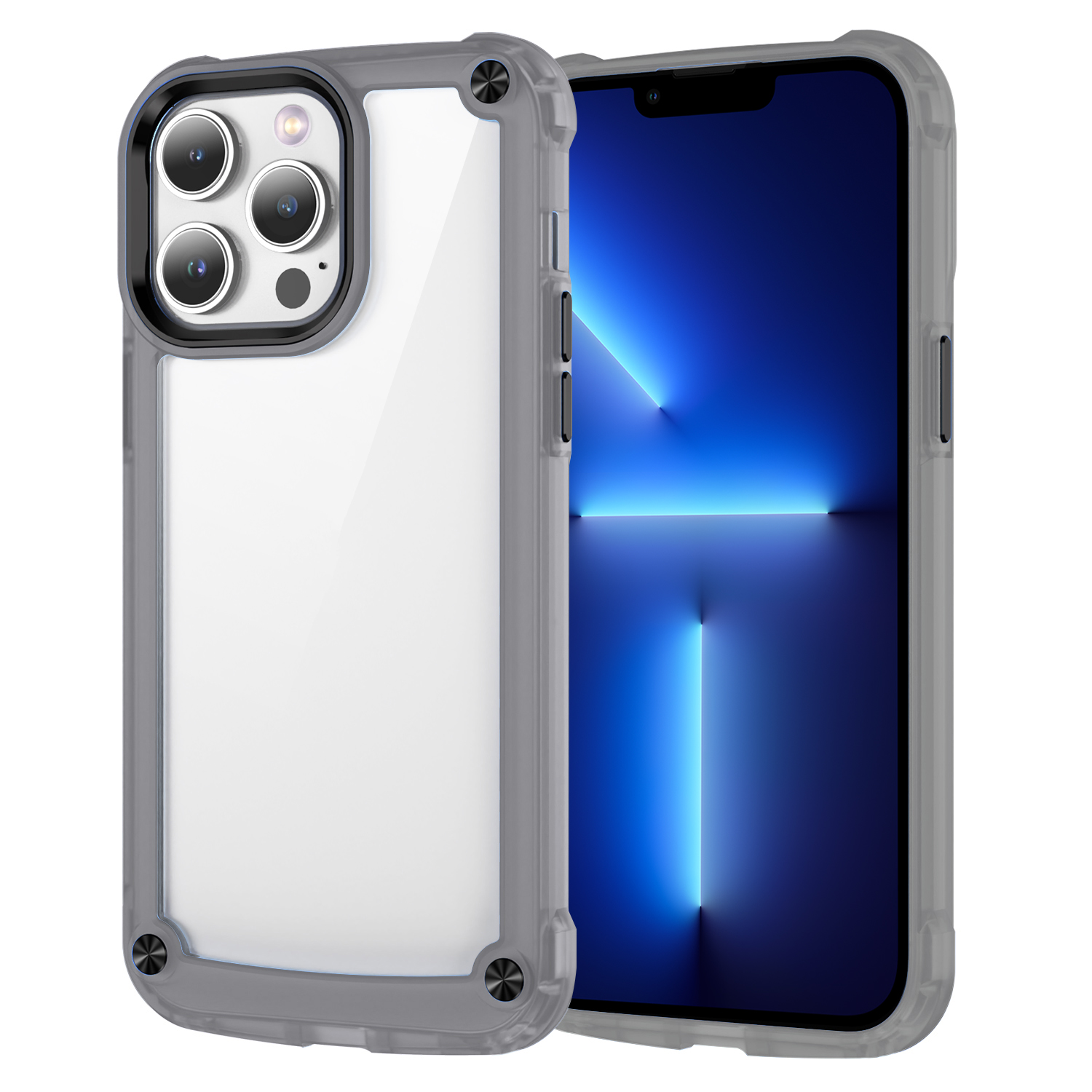 

Für Das Iphone 13 Pro Max. 6,7 Zoll PC+TPU Clear Phone Case Leges Lens Frame Schockdcoverabdeckung - Transparent+schwarz, iPhone 13 Pro Max