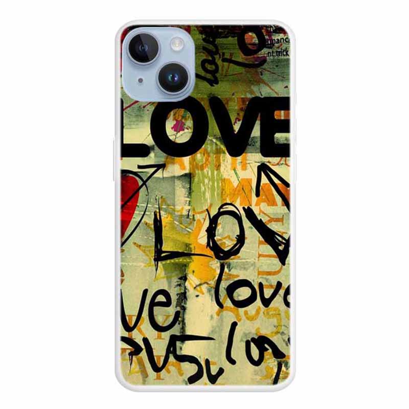 

Für Das Iphone 15 Muster Druckphase Hülle Schock Slim Fit TPU -abdeckung - Liebe, iPhone 15