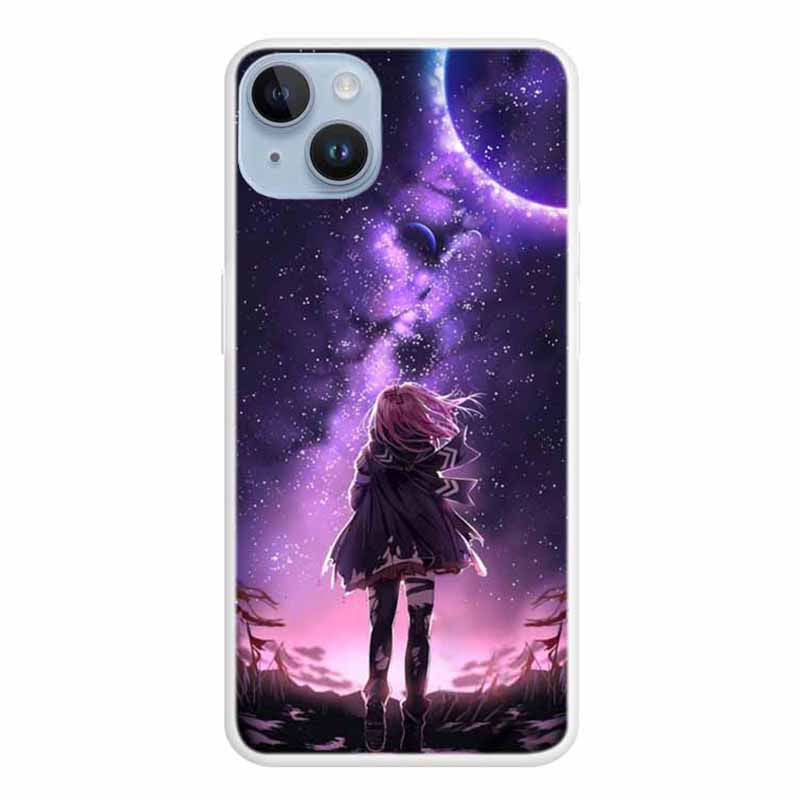 

Für Das Iphone 15 Muster Druckphase Hülle Schock Slim Fit TPU -abdeckung - Sterne Und Mädchen, iPhone 15