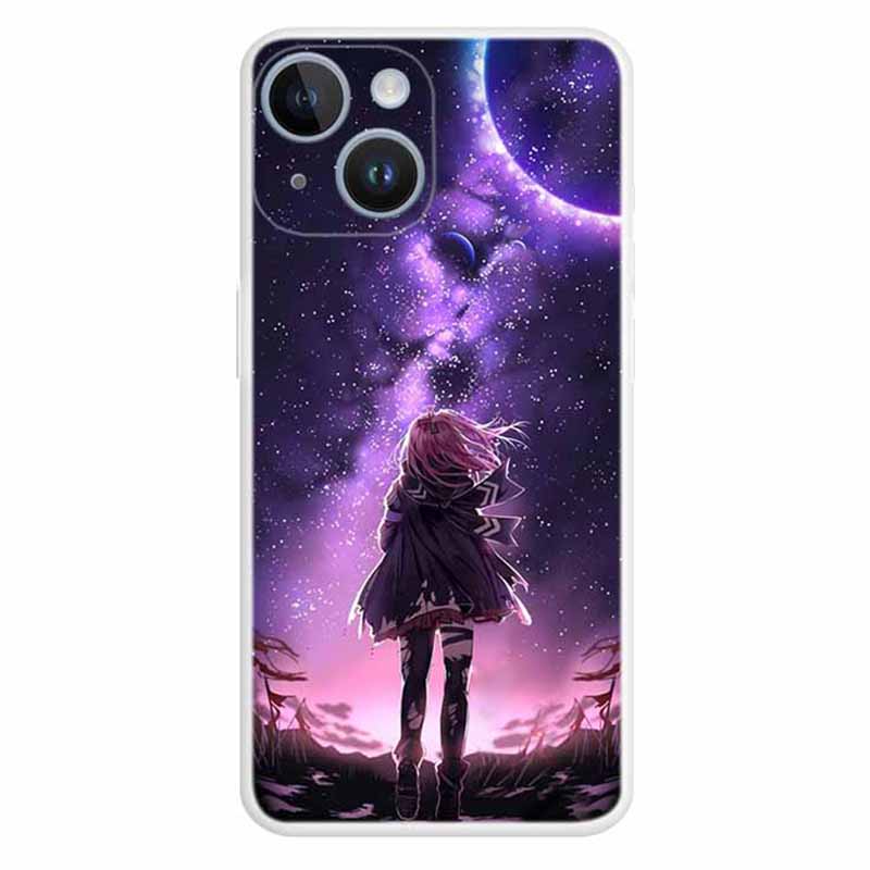 

Für Das Iphone 15 Plus Flexibler TPU -telefonschutz -koffer -muster -print -design -deckungsabdeckung - Sterne Und Mädchen, iPhone 15 Plus