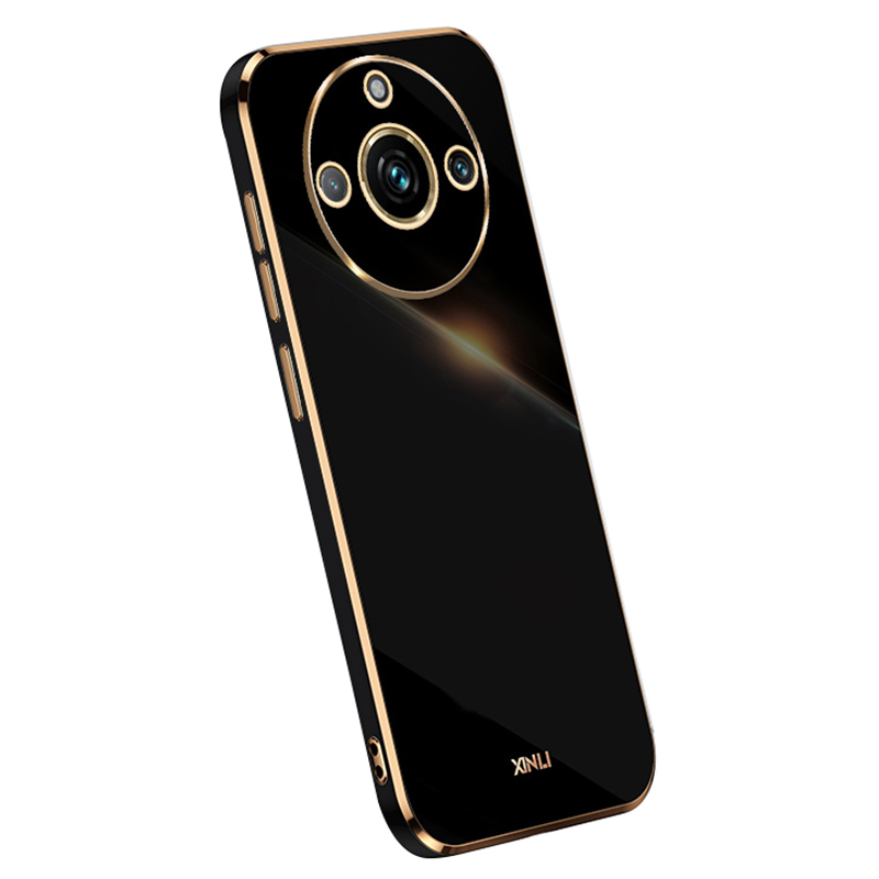 

Xinli Für Realme 11 Pro+ 5g / 11 Pro 5G TPU Phone Hülle Elektroplattierte Goldene Kantenropfenabdeckung - Schwarz, Realme 11 Pro+ 5G