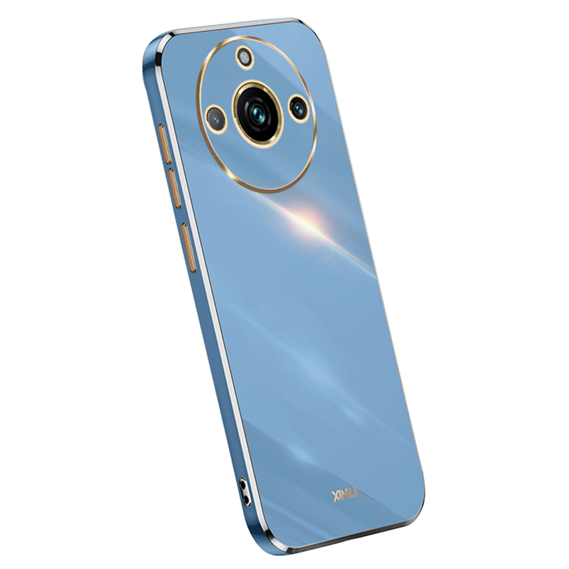 

Xinli Für Realme 11 Pro+ 5g / 11 Pro 5G TPU Phone Hülle Elektroplattierte Goldene Kantenropfenabdeckung - Blau, Realme 11 Pro+ 5G