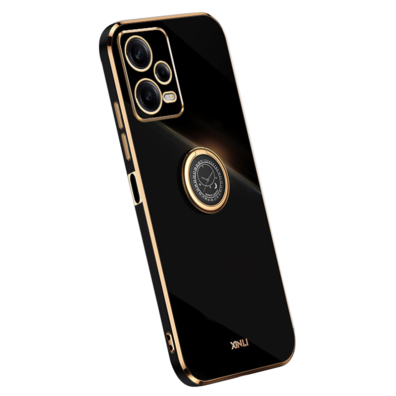 

Xinli TPU -koffer Für Xiaomi Redmi Note 12 5G (global), Ring -kickstand Elektropliertes Telefonabdeckung - Schwarz, Xiaomi Redmi Note 12 5G (Global)