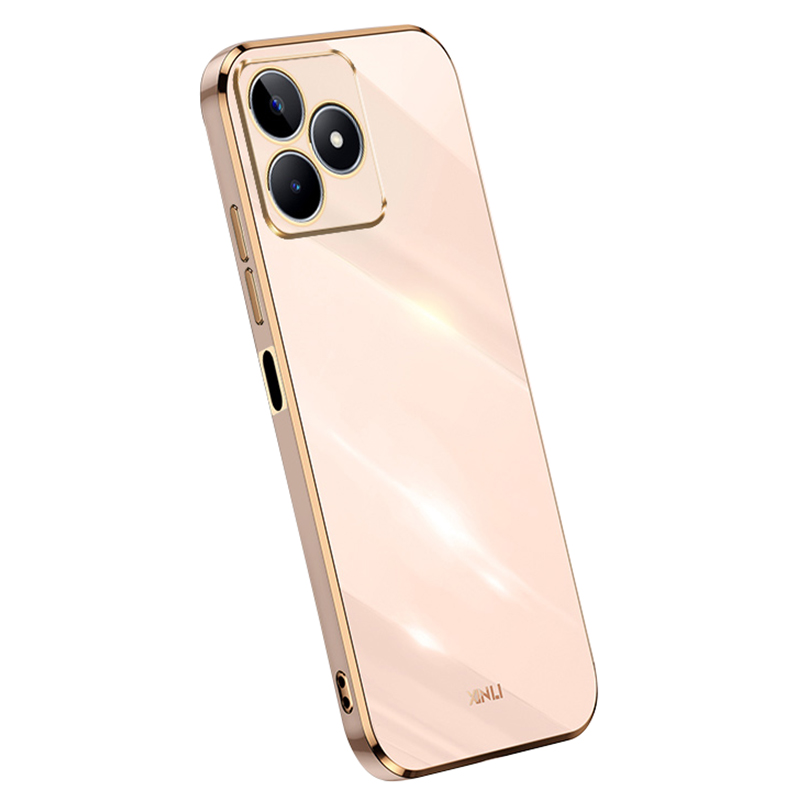 

Xinli Anti-scratch-tpu-telefonhülle Für Realme C53 4g, Elektroplierende Kanten-telefonabdeckung - Rosa, Realme C53 (Global)