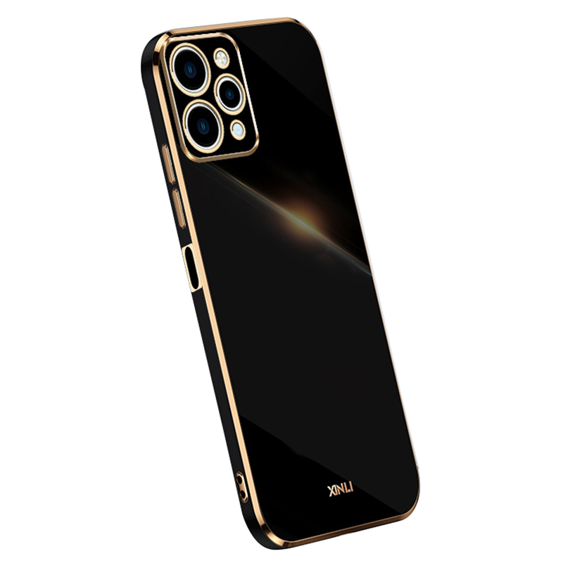 

Xinli Für Xiaomi Redmi 12 4G Elektroplattenkante Telefonabdeckung Soft TPU -schutzhülle - Schwarz, Xiaomi Redmi 12 4G