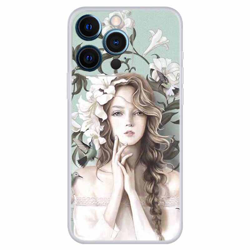 

Für Iphone 15 Pro Soft TPU Back Cover Gedrucktes Muster Design Telefonhülle - Mädchen, iPhone 15 Pro